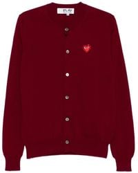 COMME DES GARÇONS PLAY - Comme Des Garçons Play Logo Detailed Crewneck Cardigan - Lyst