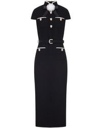 Self-Portrait - Long Dress With Jewel Buttons And Belt - Lyst