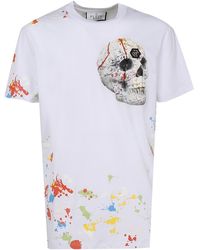 Philipp Plein - Cotton Crewneck T-shirt With Skull Print - Lyst