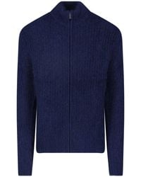 Aspesi - Wool And Mohair Zip-Up Sweater - Lyst