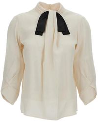 Elisabetta Franchi - Soft Blouse With Neck Bow - Lyst