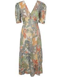 Twin Set - Jungle Print V-neck Popeline Dress - Lyst