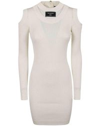 Balmain - Ls Db Col Shoulder Cut Knit Dress - Lyst