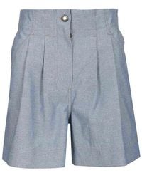Moncler - Chambray Cotton Shorts - Lyst