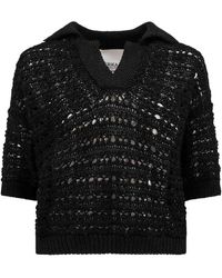 Erika Cavallini Semi Couture - Perforated Polo Shirt - Lyst