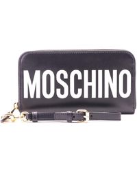 Moschino - Contrasting Logo Leather Continental Wallet - Lyst