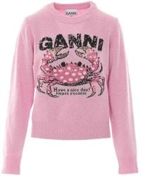 Ganni - Graphic Wool Sweater - Lyst