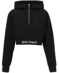 Palm Angels - "logo Tapped Zipped Hoodie" Cotton Sweatshirt - Lyst