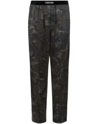 Tom Ford - Olive Silk Satin Camouflage Pants - Lyst
