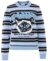Ganni - Graphic Wool Sweater - Lyst