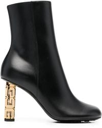 Givenchy - 4g Cube Heel Pointy Ankle Boot In Black Leather - Lyst