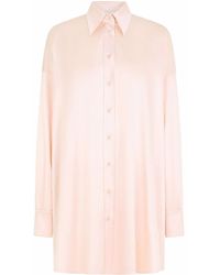Dolce & Gabbana - Pale Pink Stretch Silk Oversized Shirt Dress - Lyst