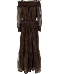 Self-Portrait - Georgette Off Shoulder Maxi Dress - Lyst