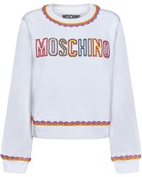 Moschino - Sweater With Multicolour Edges And Logo - Lyst