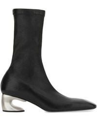 Jil Sander - Ankle-High Leather Boots With Sculptural Heel - Lyst