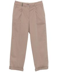 Peserico - Pants With Pleats And Cuffs - Lyst
