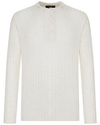 Amiri - Henley Long-Sleeved Ribbed Knit Sweater - Lyst