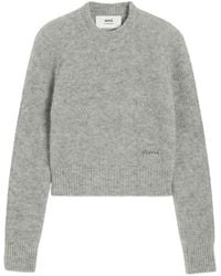 Ami Paris - Cropped Sweater With Ribbed Hem - Lyst