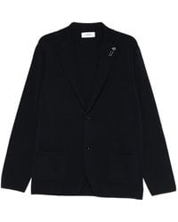 Lardini - Dark Wool Jacket With Flower Clip - Lyst