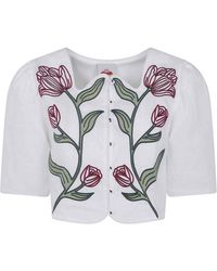 FARM Rio - Flower Crop Top Short Sleeve - Lyst