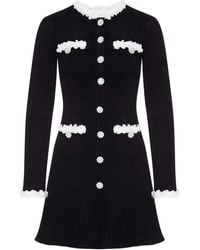 Self-Portrait - Short Ribbed Knit Dress With Floral Profiles - Lyst