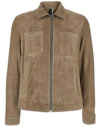 Low Brand - Suede Jacket With Shirt Collar - Lyst