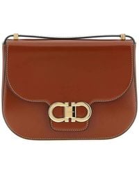 Ferragamo - Double Gancini Closure Shoulder Bag - Lyst