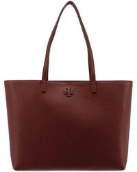Tory Burch - Leather Shoulder Bag With Embossed Logo - Lyst