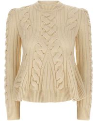 McQueen - 'Peplum Cable' Sweater - Lyst