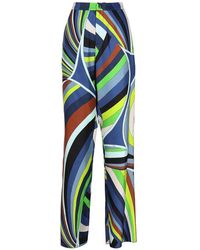 Emilio Pucci - Straight Leg Silk Trousers With Iris Print - Lyst