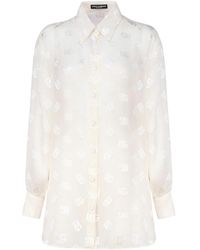 Dolce & Gabbana - Devor Silk Satin Shirt With Dg Logo - Lyst