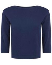 Nuur - Boat Neck 3/4 Sleeves Sweater - Lyst