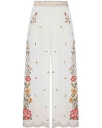 FARM Rio - Palazzo Trousers With Floral Embroidery - Lyst