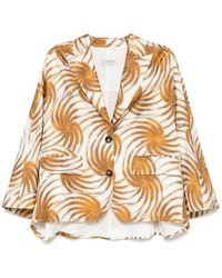 Alberto Biani - Printed Silk Caban Jacket - Lyst