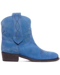 Via Roma 15 - Tex Booties Round Toe Embroidered Toe - Lyst