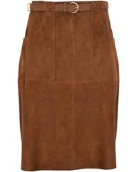 Max Mara - Msttennis Suede Midi Skirt - Lyst