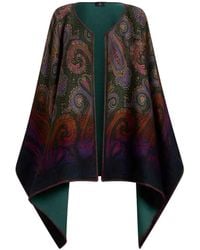 Etro - Reversible Wool Cape With Dégradé Paisley Pattern - Lyst