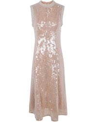 Self-Portrait - Sequin Pearl Trim Midi Dress - Lyst