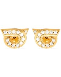 Ferragamo - Gancini Earrings With Rhinestones (S) - Lyst