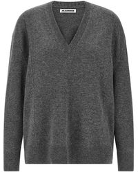 Jil Sander - V-Neck Cashmere Blend Sweater - Lyst