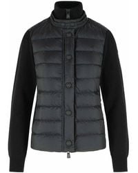 Moncler - Virgin Wool Blend Padded Cardigan - Lyst