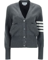 Thom Browne - Stripe Detail Cotton Cardigan - Lyst