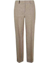 Peserico - Pinstripe Linen Canvas Trousers - Lyst