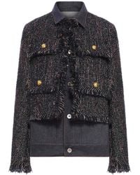 Sacai - Tweed And Denim Blouson - Lyst