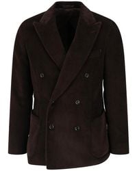 Lardini - Double-Breasted Velvet Blazer - Lyst