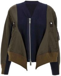 Sacai - Nylon Insert Cardigan - Lyst