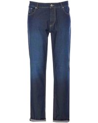 Brunello Cucinelli - Denim Jeans With Buttons Closure - Lyst