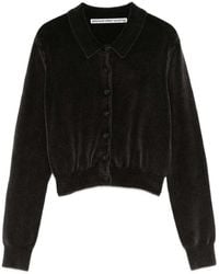 Alexander Wang - Cropped Button-Up Sweater With Velvety Texture - Lyst