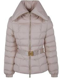 Elisabetta Franchi - Short Down Jacket With Belt - Lyst