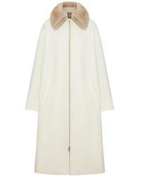 Herno - Long Coat With Fur Collar - Lyst